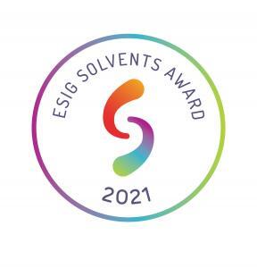 ESIG Solvents Award 2021 logo with colorful design and circular border.